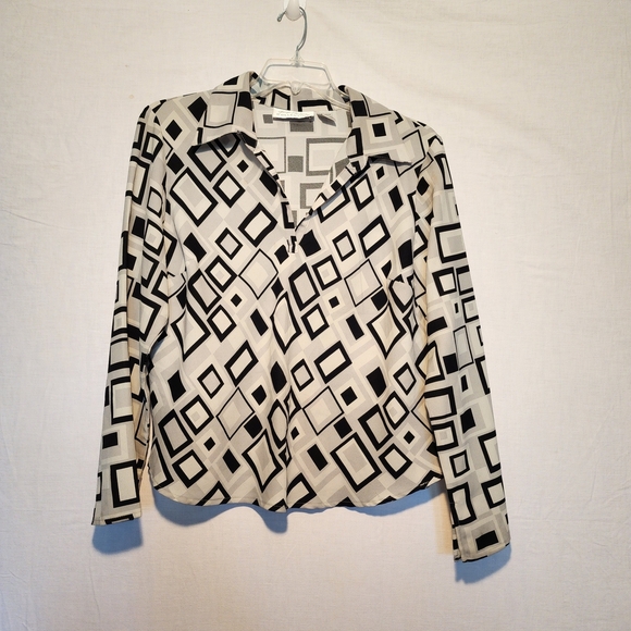 Giorgio Fiorelli Tops - Giorgio Fiorelli Monochrome Square Print Blouse